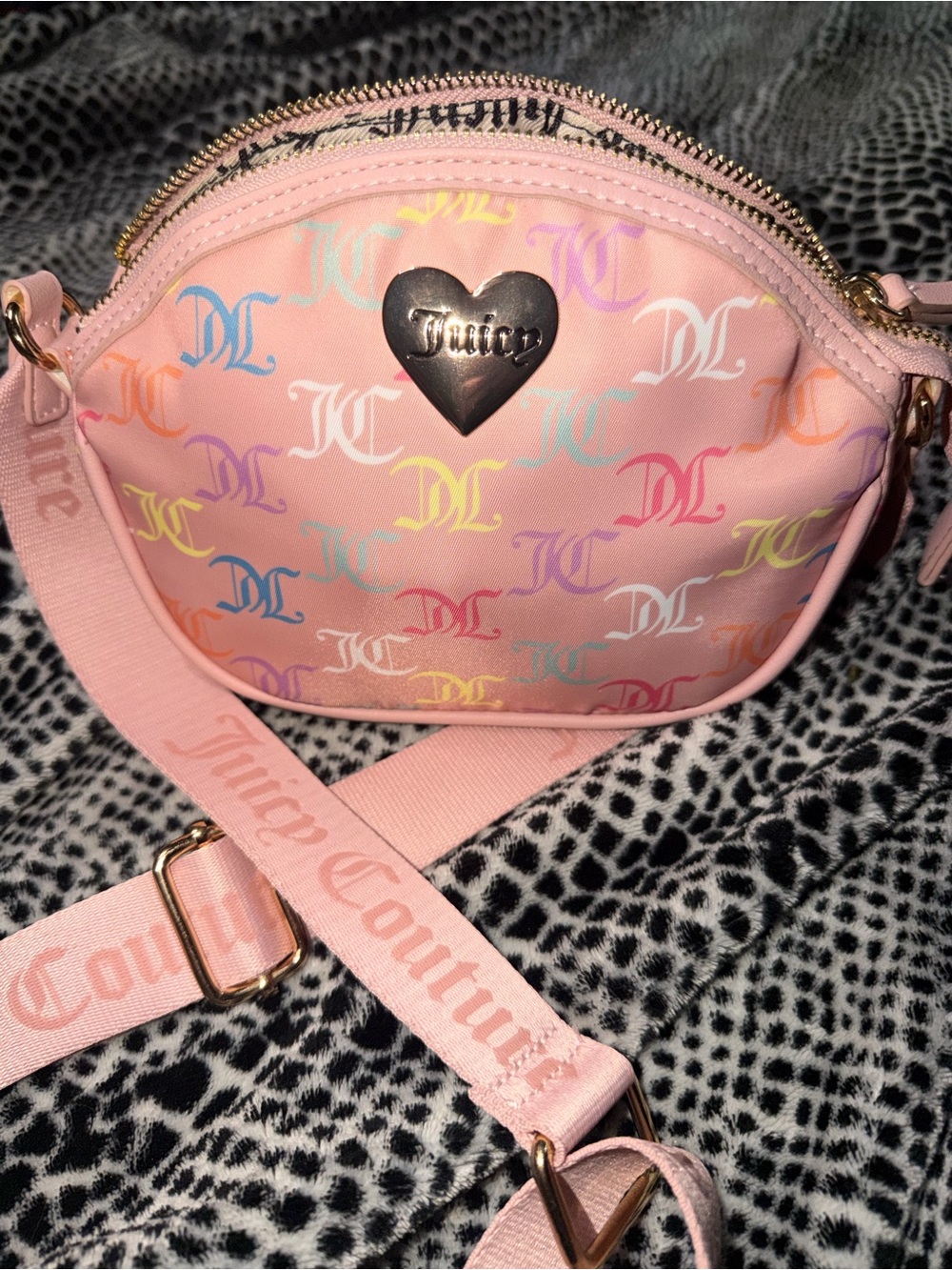 Juicy Couture Pastel Pink Multicolor Logo Crossbody